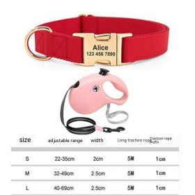 Gold Collar Dog Tag Anti Loss (Option: Red-With plastic rope-M)